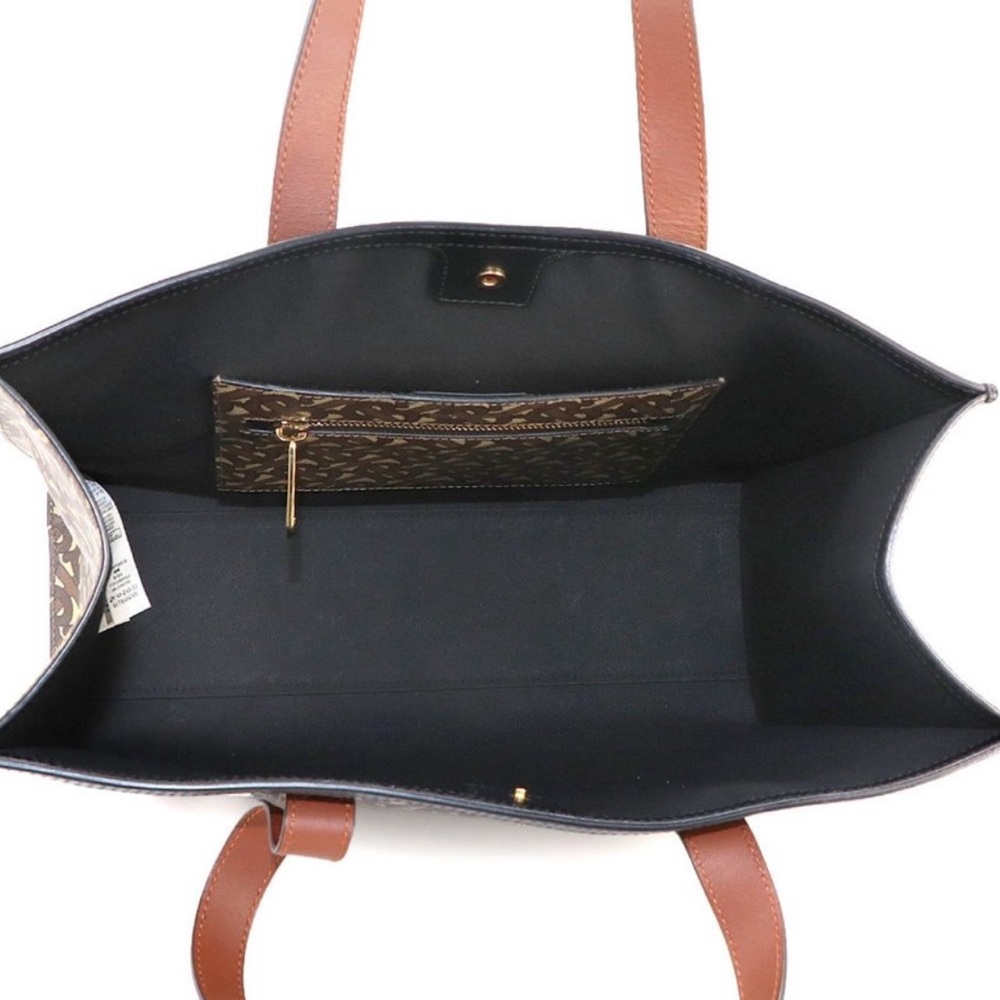 Burberry Monogram Stripe Leather Brown Black White 8019383 Travel Tote Bag - Picture 6 of 9